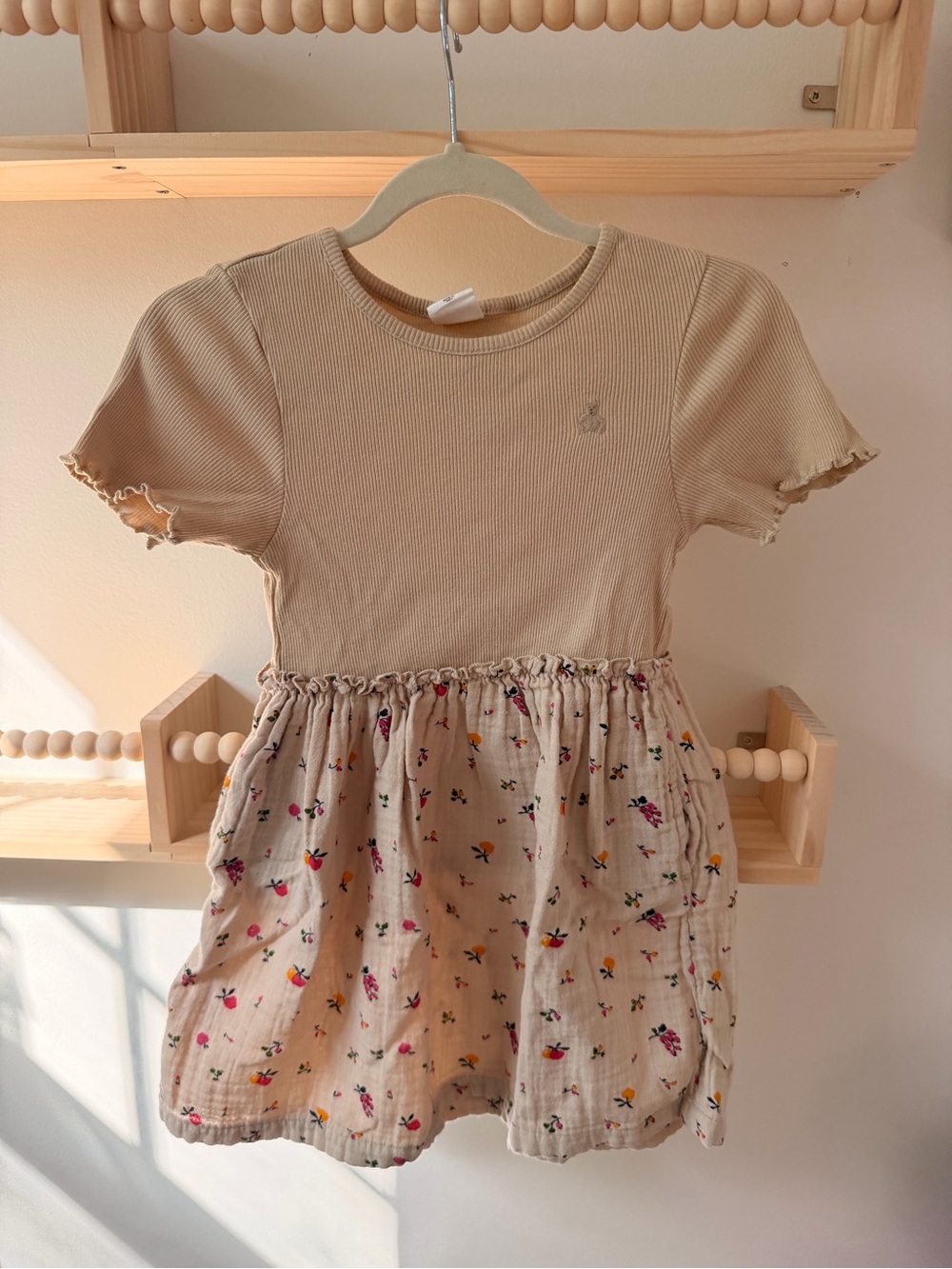 GAP Beige Ribbed Top Floral Skirt Kids Dress